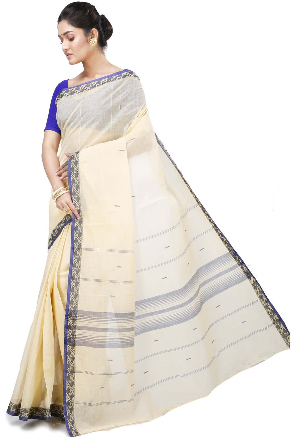 Cream Pure Cotton Gaela Tant Saree (921)